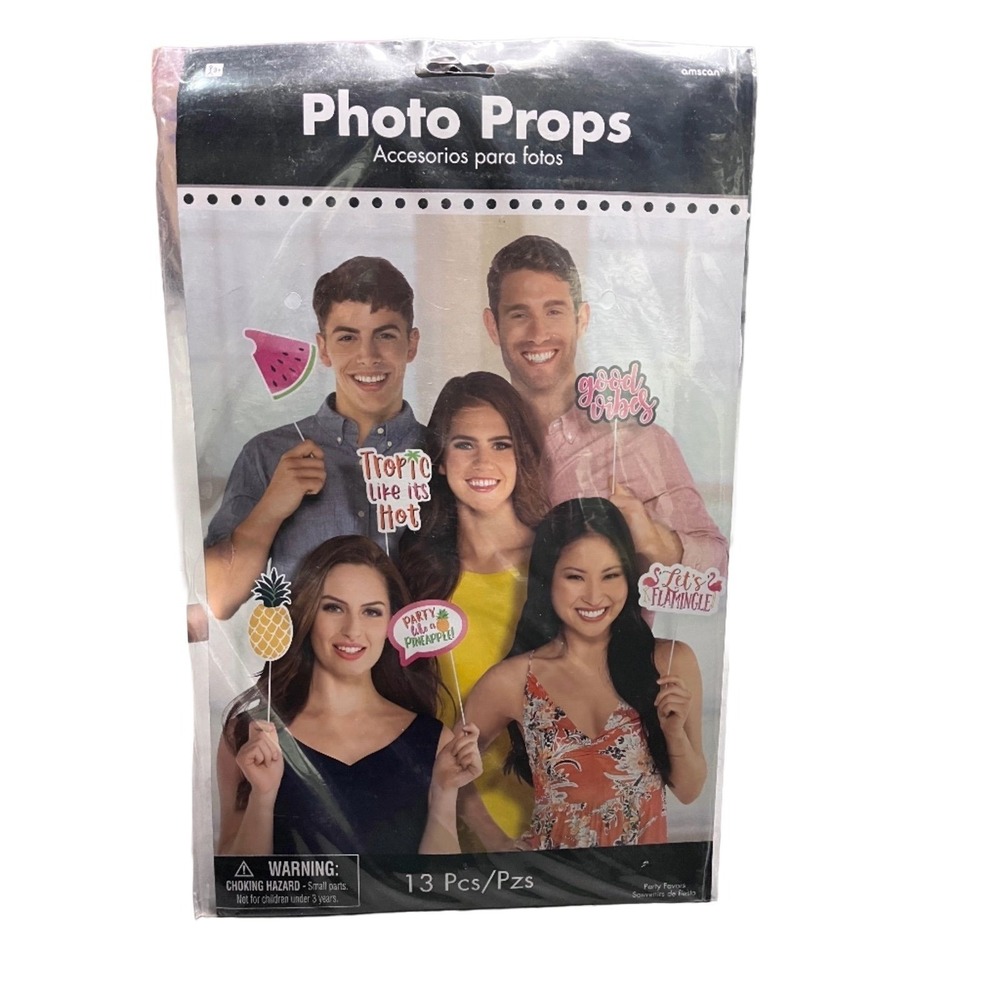 Amscan Tropical Photo Props - 13 Piece Summer Party Photo Booth Accessories